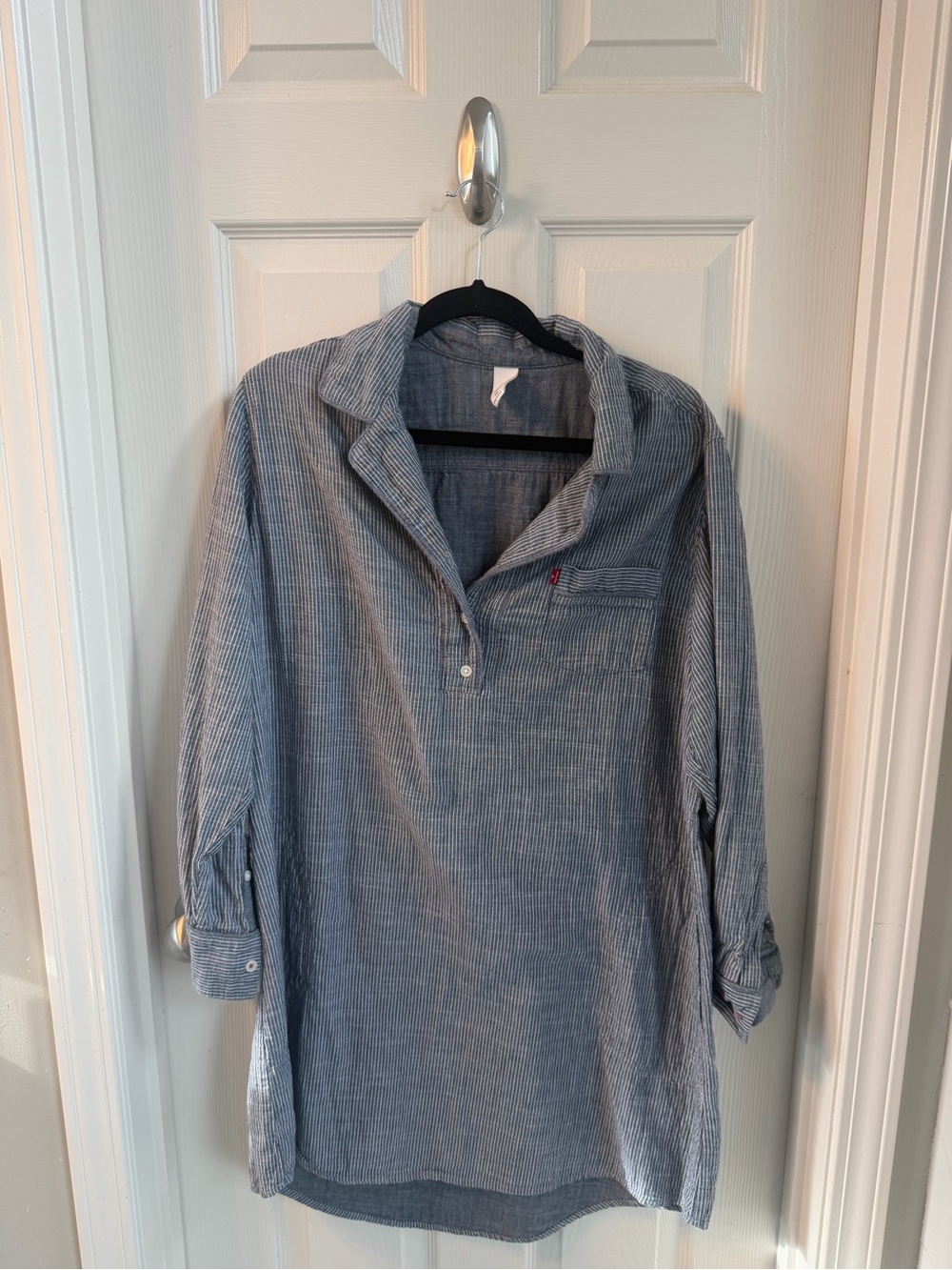 Levi's Women's Blue Pinstripe Long Sleeve Tunic